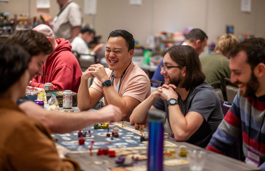 Gamers playing board games